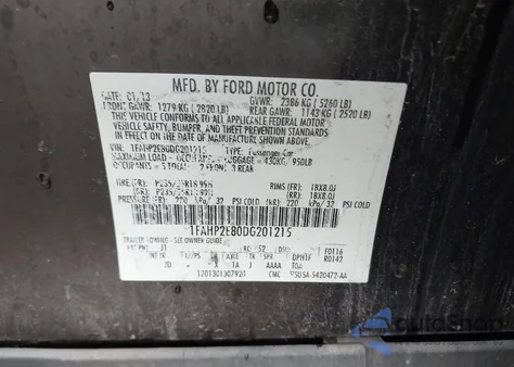 2013 Ford Taurus Sel from USA, damaged, VIN 1FAHP2E80DG201215